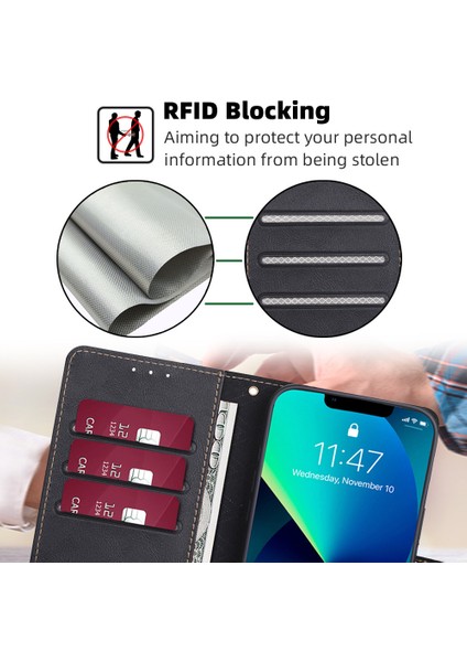 iPhone 15 Pro Magnetic Toka Folio Flip Pu Deri Cüzdan Kılıf Cep Telefonu Katlanabilir Stand Kapağı (Yurt Dışından)