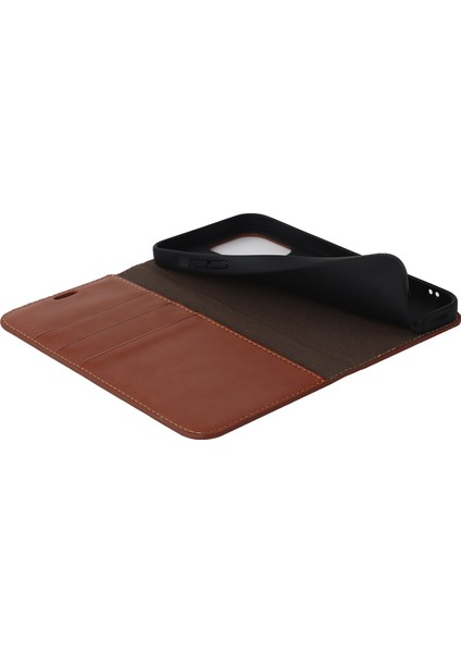 iPhone 15 Pro Crazy Horse Doku Anti-Fall Kapak Inek Deri Stand Cüzdan Telefon Kılıfı (Yurt Dışından)