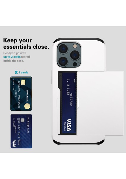 iPhone 15 Pro Tpu + Pc Çift Katmanlı Telefon Koruyucu Kılıf Slayt Kartı Tutucu Telefon Kapağı (Yurt Dışından) modelleri