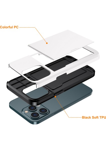 iPhone 15 Pro Tpu + Pc Çift Katmanlı Telefon Koruyucu Kılıf Slayt Kartı Tutucu Telefon Kapağı (Yurt Dışından) indirimleri