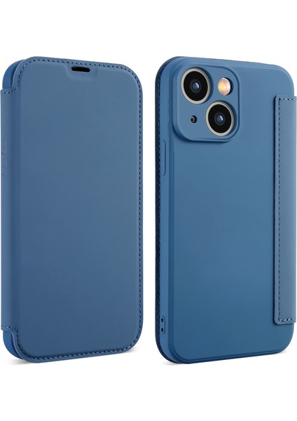 iPhone 15 Plus Cilt Touch Telefon Kapağı, Kart Tutucu Kickstand Sıvı Silikon Koruyucu Kılıf (Yurt Dışından)