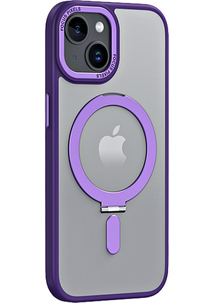 iPhone 15 Manyetik Telefon Kılıfı, Yüzük Kickstand Tpu+Akrilik Mat Fingerprint Anti-Fringerprint Kapak (Yurt Dışından)