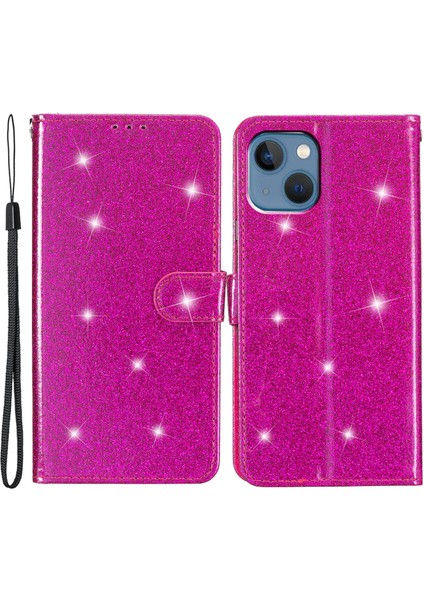 iPhone 15 Plus Işıltılı Pu Deri Cüzdan Kılıfı Stand Anti-Çizelge Telefon Kapağı (Yurt Dışından)