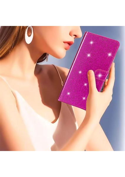 iPhone 15 Plus Işıltılı Pu Deri Cüzdan Kılıfı Stand Anti-Çizelge Telefon Kapağı (Yurt Dışından)