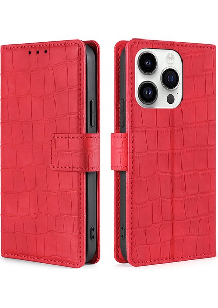 iPhone 15 Pro Max Telefon Kılıfı Cüzdan Cilt Touch Hissed Hisset Pu Deri Timsah Doku Stand Flip Kapak (Yurt Dışından) fiyatları