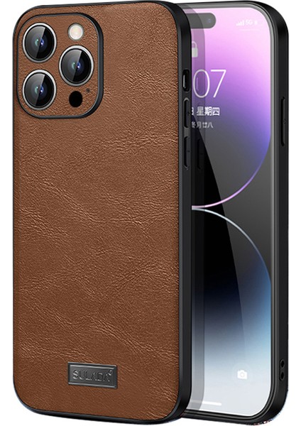 iPhone 15 Pro Max Pu Deri+Tpu+Pc Telefon Kılıfı Şok Geçirmez Arka Kapak (Yurt Dışından)