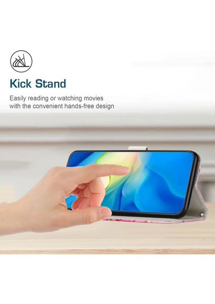 iPhone 15 Mermer Desen Telefon Cüzdan Kılıfı, Kayışlı Standı Pu Deri Kapağı (Yurt Dışından)
