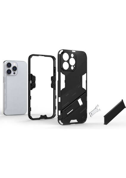 iPhone 15 Pro Max Kickstand Telefon Kılıfı, Bırak Koruma Telefon Kapağı Pc+Tpu Geri Kabuk (Yurt Dışından)