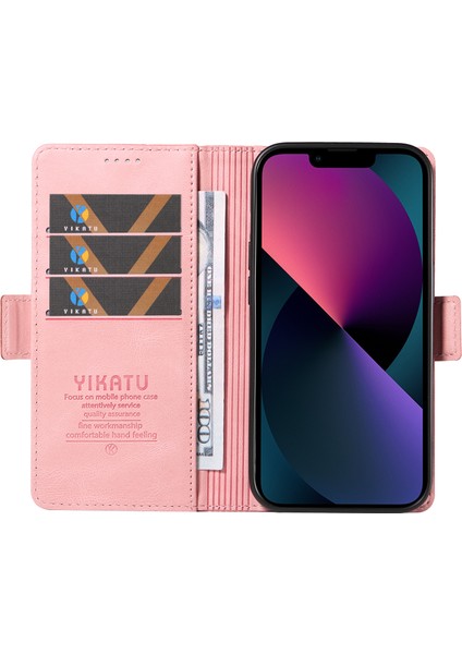 iPhone 15 Cilt Touch Pu Deri Telefon Kılıfı Şok Geçirmez Cüzdan Stand Kapağı (Yurt Dışından)