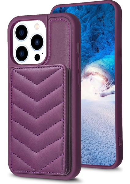 iPhone 15 Pro Max Cep Telefonu Kapağı, Kickstand Card Tutucu Telefon Kabuğu Tpu+Pu Deri Kılıf (Yurt Dışından)