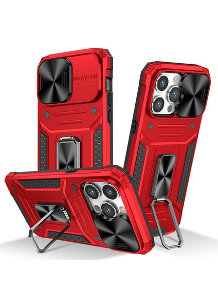 iPhone 15 Pro Lens Koruma Telefon Kılıf Anti-Çizgi Pc+Tpu Kickstand Cover (Yurt Dışından)