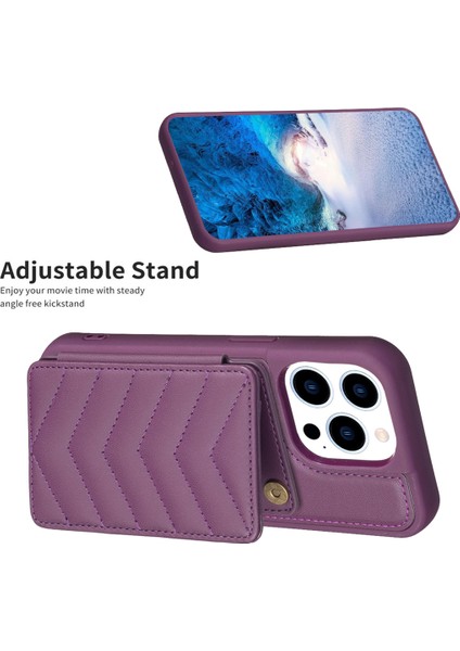iPhone 15 Pro Max Cep Telefonu Kapağı, Kickstand Card Tutucu Telefon Kabuğu Tpu+Pu Deri Kılıf (Yurt Dışından)
