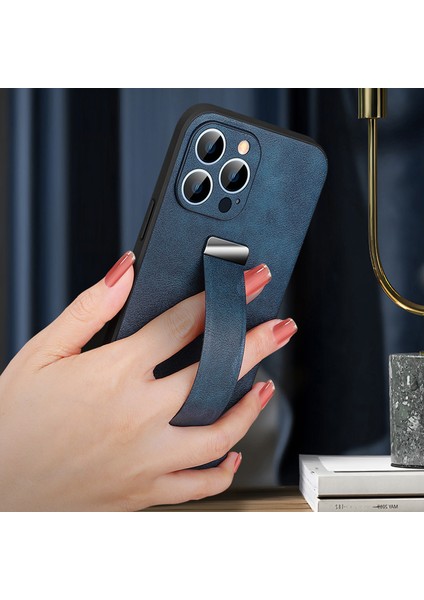 iPhone 15 Pro Max Case Crazy Horse Texture Pu+Pc+Tpu Telefon Kabuğu Strap Kickstand (Yurt Dışından) modelleri