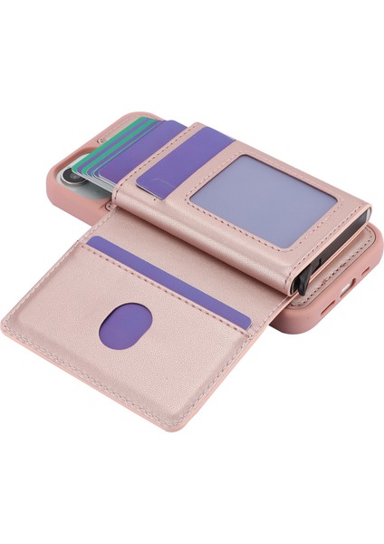 iPhone 15 Plus Kickstand Telefon Kılıfı, Çıkarılabilir Pop-Up Kart Tutucu ile Rfıd Engelleme Telefon Kapağı (Yurt Dışından)