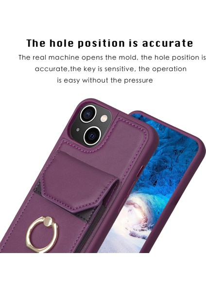 iPhone 15 Plus Cep Telefon Kılıf Kart Tutucu Pu Deri+Tpu Telefon Kapağı Ring Kickstand (Yurt Dışından) fırsatları