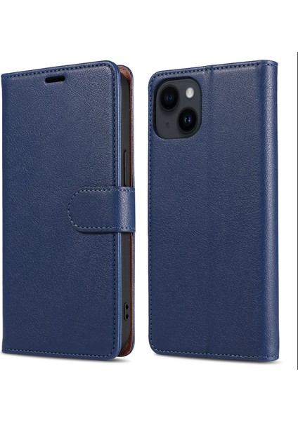iPhone 15 Plus Cüzdan Pu Deri Stand Kapağı Manyetik Kapatma Telefon Kılıfı (Yurt Dışından)