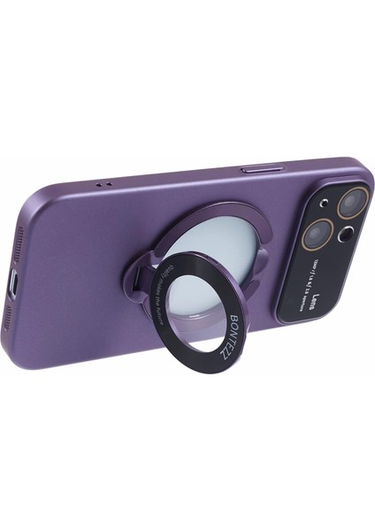 iPhone 15 Plus Düşmeyi Önleyici Sert Pc Kılıfı Magsafe ile Uyumlu Kauçuk Kaplamalı Kickstand Telefon Kapağı (Yurt Dışından)