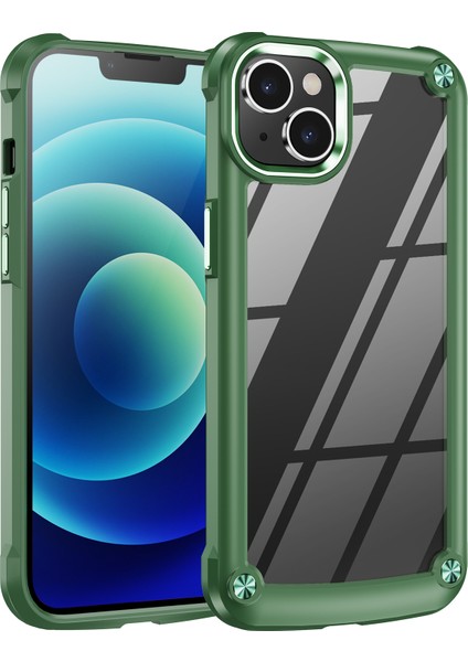 iPhone 15 Plus Çizim Önleyici Pc+Tpu Telefon Kapağı Alaşım Lens Çerçeveli Şok Geçirmez Telefon Kasası (Yurt Dışından)