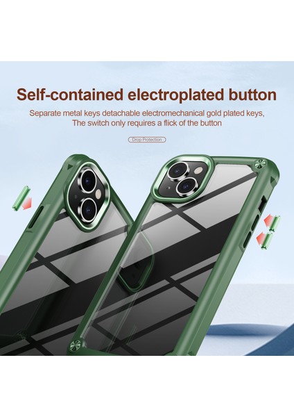 iPhone 15 Plus Çizim Önleyici Pc+Tpu Telefon Kapağı Alaşım Lens Çerçeveli Şok Geçirmez Telefon Kasası (Yurt Dışından)