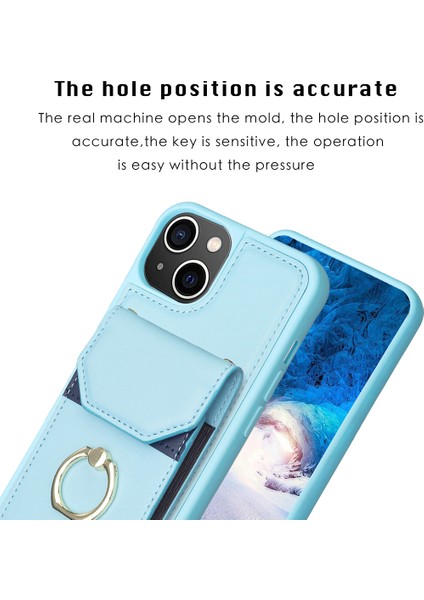 iPhone 15 Plus Cep Telefon Kılıf Kart Tutucu Pu Deri+Tpu Telefon Kapağı Ring Kickstand (Yurt Dışından)