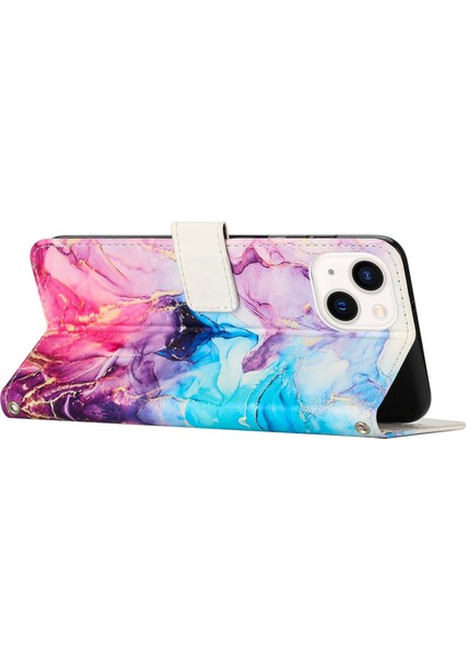 iPhone 15 Plus Mermer Desen Cüzdan Telefon Kılıfı, Stand Pu Deri Telefon Kapağı Kayışlı (Yurt Dışından) indirimleri