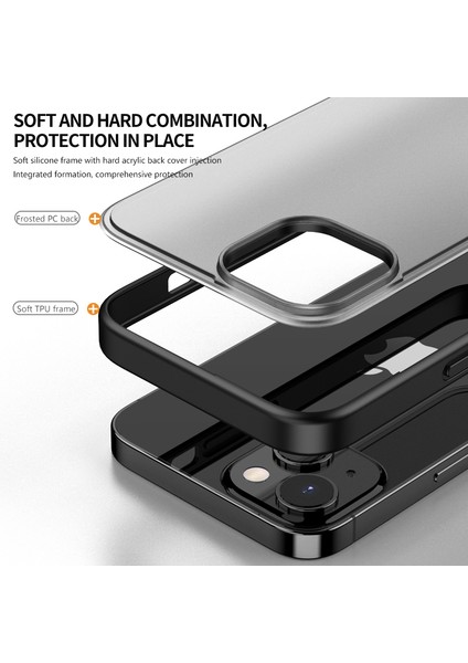 iPhone 15 Plus Tpu + Pc Fingerprint Anti Telefon Çantası Buzlu Yarı Saydam Arka Kapak (Yurt Dışından)