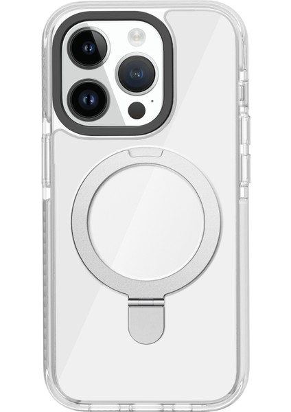 iPhone 15 Pro Max Magnetic Kickstand Tpu+Akrilik Hibrit Kılıf Kapağı Magsafe ile Uyumlu (Yurt Dışından)