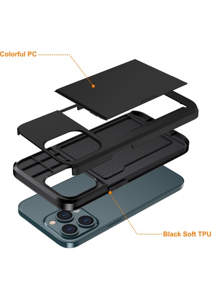 iPhone 15 Pro Max Slayt Kartı Tutucu ile Telefon Kılıfı, Çizgi Anti Tpu + Pc Telefon Kapağı (Yurt Dışından) indirimleri