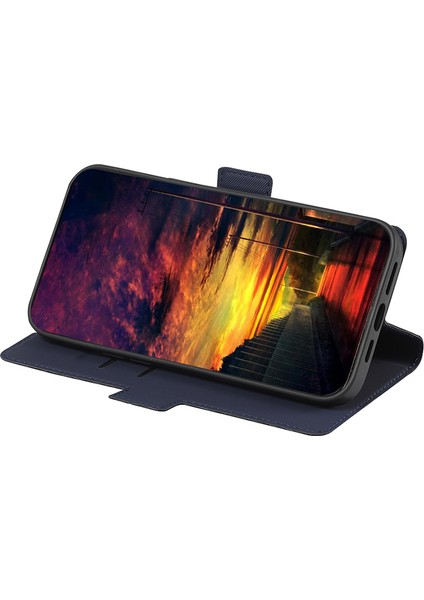 iPhone 15 Stand Anti-Cratch Tpu+Pu Deri Duvar Doku Doku Telefon Kapak Kartı Tutucu Kabuğu (Yurt Dışından)