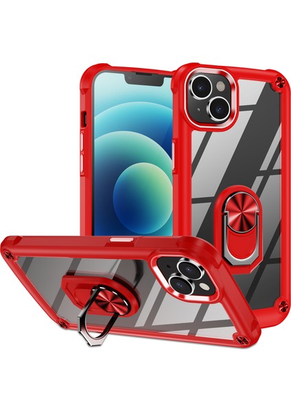 iPhone 15 Plus Ring Kickstand Telefon Kasası Alaşım Lens Çerçevesi Pc + Tpu Koruyucu Kapak (Yurt Dışından)
