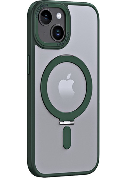 iPhone 15 Manyetik Telefon Kılıfı, Yüzük Kickstand Tpu+Akrilik Mat Fingerprint Anti-Fringerprint Kapak (Yurt Dışından)