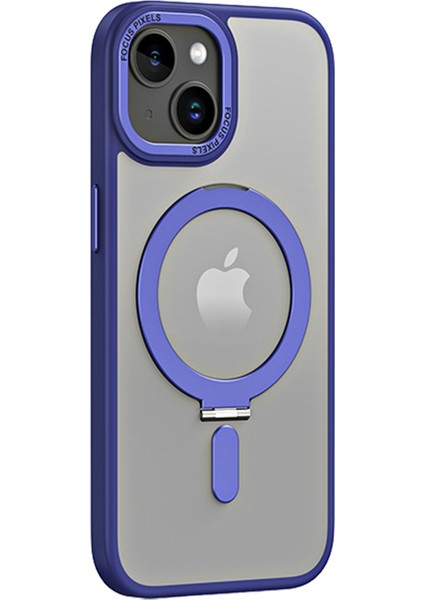iPhone 15 Manyetik Telefon Kılıfı, Yüzük Kickstand Tpu+Akrilik Mat Fingerprint Anti-Fringerprint Kapak (Yurt Dışından)
