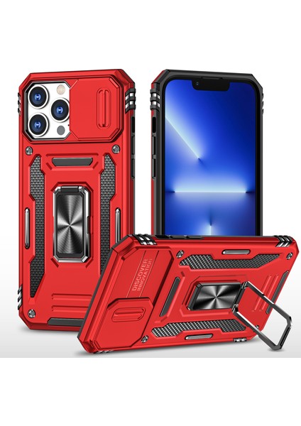 iPhone 15 Pro Max Metal Kickstand Kapak Slayt Kamera Kapağı Pc+Tpu Telefon Kasası (Yurt Dışından)