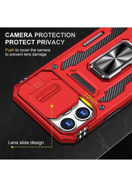 iPhone 15 Pro Max Metal Kickstand Kapak Slayt Kamera Kapağı Pc+Tpu Telefon Kasası (Yurt Dışından) indirimleri