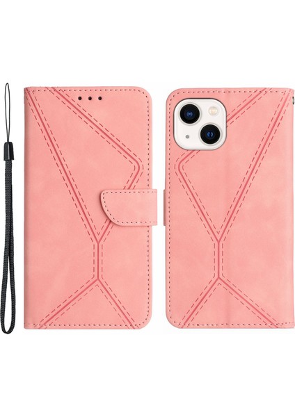 iPhone 15 Deri Kılıf Skin-Touch Flip Stand Cüzdan Baskılı Hat Telefon Kılıfı (Yurt Dışından)