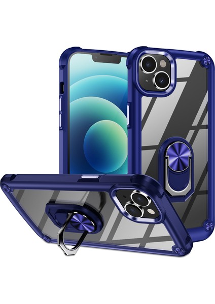 iPhone 15 Şok Geçirmez Kasa Yüzüğü Kickstand Pc + Tpu Telefon Kapağı Alaşım Lens Çerçeveli (Yurt Dışından)