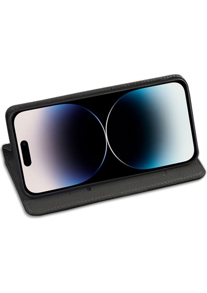 iPhone 15 Plus Telefon Kasası Retro Doku Pu Deri+Tpu Stand Manyetik Telefon Kapağı Kart Yuvası (Yurt Dışından)