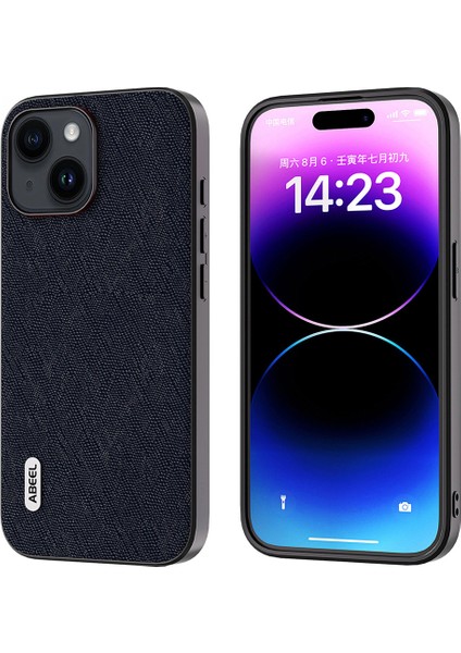 iPhone 15 Çizgiye Karşı Çizelge Anti Telefon Kılıfı Cowhide Deri + Pc + Tpu Çapraz Doku Telefon Kapağı (Yurt Dışından)