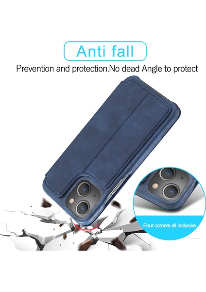 iPhone 15 Deri Standı Kart Yuvası ile Phone Case Damla Geçirmez Kapak (Yurt Dışından)