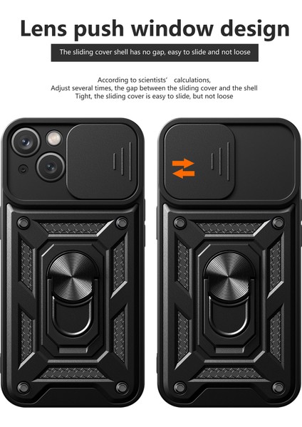 iPhone 15 Slayt Kamera Lens Şok Geçirmez Cep Telefonu Kasası Pc+Tpu Kickstand Telefon Kabuğu (Yurt Dışından) fiyatları