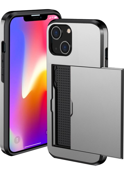 iPhone 15 Plus Kart Tutucu Telefon Kılıfı, Tpu + Pc Çift Katman Anti-Drop Telefon Kapağı (Yurt Dışından)