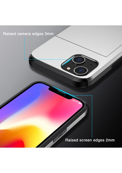 iPhone 15 Plus Kart Tutucu Telefon Kılıfı, Tpu + Pc Çift Katman Anti-Drop Telefon Kapağı (Yurt Dışından)