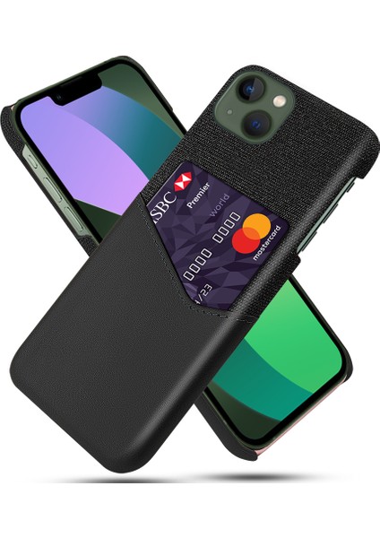 iPhone 15 Kumaş Doku Pu Deri Kaplamalı Pc Kapağı Kart Tutucu Koruyucu Telefon Kılıfı (Yurt Dışından)