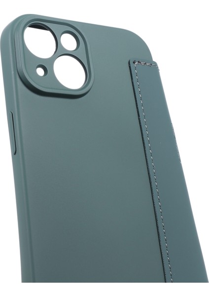 iPhone 15 Kart Tutucu Kickstand Sıvı Silikon Yumru Koruma Koruyucu Kılıf Cilt Touch Telefon Kapağı (Yurt Dışından)