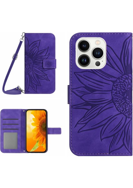 iPhone 15 Pro Stand Shell Askılı Deri Cüzdan Telefon Kılıfı (Yurt Dışından)