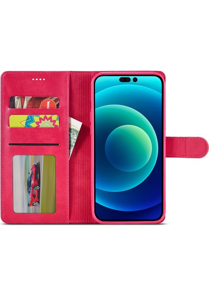 iPhone 15 Dalgaya Dayanıklı Cüzdan Kılıfı Pu Deri Buzağı Dokusu Stand Flip Cover (Yurt Dışından)