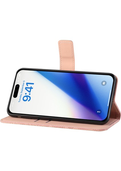 iPhone 15 Pro Folio Flip Stand Telefon Kapağı Deri Cüzdan Kılıfı (Yurt Dışından)