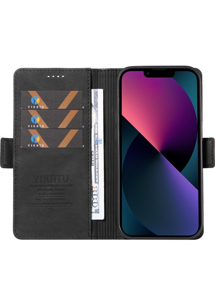 iPhone 15 Cilt Touch Pu Deri Telefon Kılıfı Şok Geçirmez Cüzdan Stand Kapağı (Yurt Dışından)