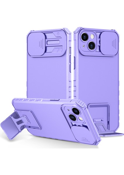 iPhone 15 Plus Slayt Kamera Kapağı Telefon Kılıfı Pc+Tpu Şok Geçirmez Kapak Kickstand ile (Yurt Dışından)