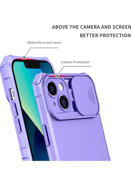 iPhone 15 Plus Slayt Kamera Kapağı Telefon Kılıfı Pc+Tpu Şok Geçirmez Kapak Kickstand ile (Yurt Dışından) fırsatları